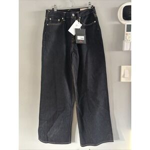 New Y2K Evisu Dark Womens 91 Daicock Wide Leg Jeans With Pink Print 27